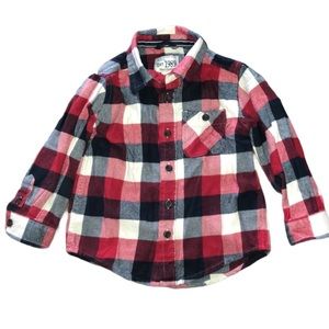 Red Navy Checkered Pocket Flannel Shirt 2T